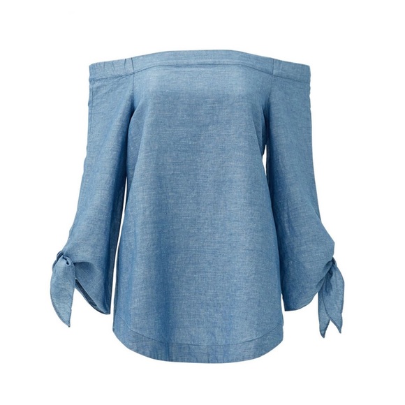Free People Show Me Some Shoulder Chambray Top - Size: M - Great Condition - Picture 4 of 9